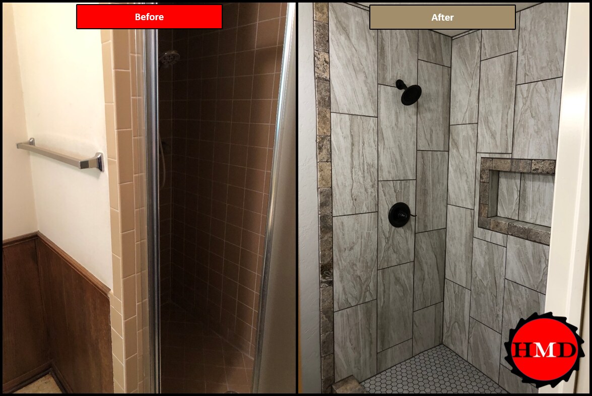 Bathroom before and after renovation